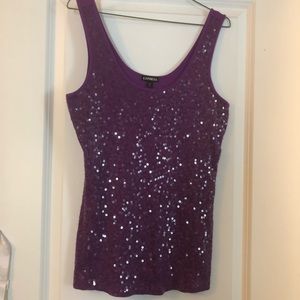 Express sparkly sequin purple tank